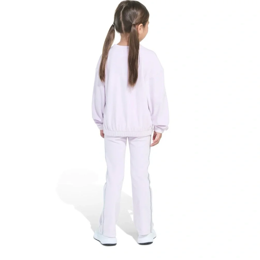 Adidas Lavender Velvet Set flare pants crew sweatshirt